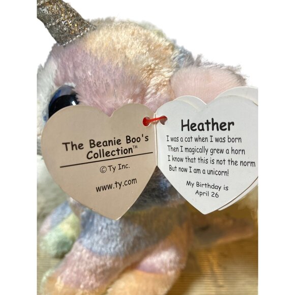 TY Beanie Boos - HEATHER the UniCat (Regular Size - 6 Inch) - Picture 7 of 12